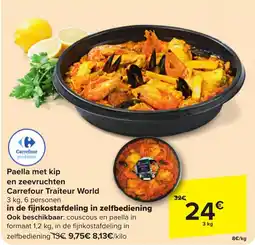 Carrefour Paella met kip en zeevruchten Carrefour Traiteur Carrefour Traiteur World aanbieding