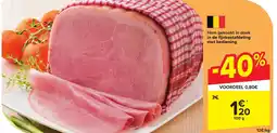 Carrefour Ham gekookt in doek in de fijnkostafdeling met bediening aanbieding