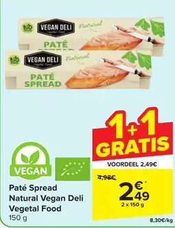 Carrefour Paté Spread Natural Vegan Deli Vegetal Food aanbieding