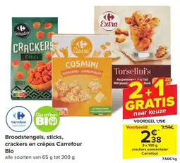 Carrefour Broodstengels, sticks, crackers en crêpes Carrefour Bio aanbieding