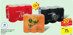 Carrefour Blikjes Iced Tea perzik of Cola Classic en Zero Carrefour aanbieding