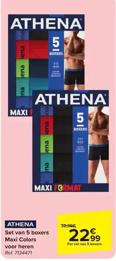 Carrefour Athena Set van 5 boxers Maxi Colors voor heren aanbieding