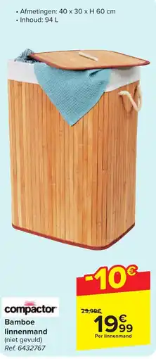 Carrefour Compactor Bamboe linnenmand aanbieding