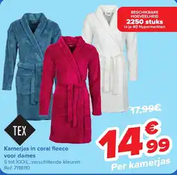 Carrefour Tex Kamerjas in coral fleece voor dames aanbieding