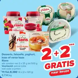 Carrefour Rians Desserts, faisselle, yoghurt, kaas of verse kaas aanbieding