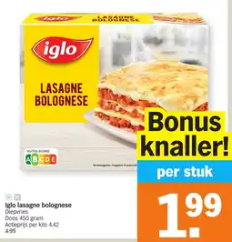 Albert Heijn Iglo lasagne bolognese aanbieding
