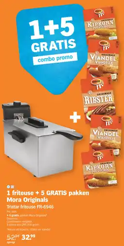 Albert Heijn 1 friteuse + 5 Gratis pakken Mora Originals aanbieding