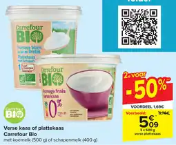 Carrefour Verse kaas of plattekaas Carrefour bio aanbieding