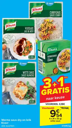 Carrefour Warme saus dry en brik Knorr aanbieding