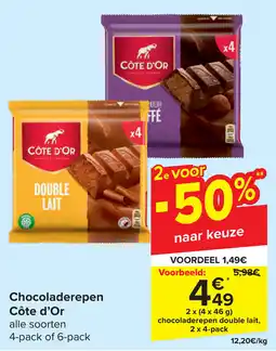 Carrefour Chocoladerepen Côte d'Or aanbieding