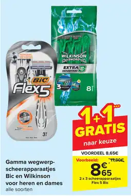 Carrefour Gamma wegwerp scheerapparaatjes bic en wilkinson voor heren en dames aanbieding