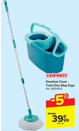 Carrefour Leifheit Dweilset Clean Twist Disc Mop Ergo aanbieding