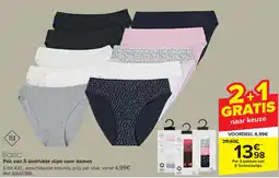 Carrefour Basic Pak van 5 bedrukte slips voor dames aanbieding