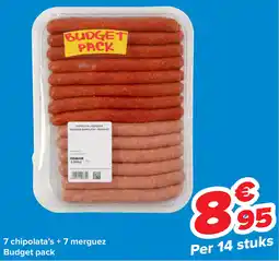 Carrefour 7 7 chipolata's + 7 merguez Budget pack aanbieding