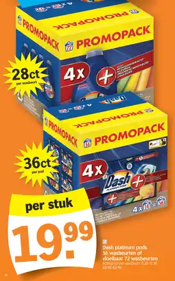 Albert Heijn Dash platinum pods 56 wasbeurten of vloeibaar 72 wasbeurten aanbieding