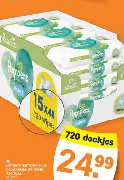 Albert Heijn Pampers Harmonie aqua babydoekjes 0% plastic aanbieding