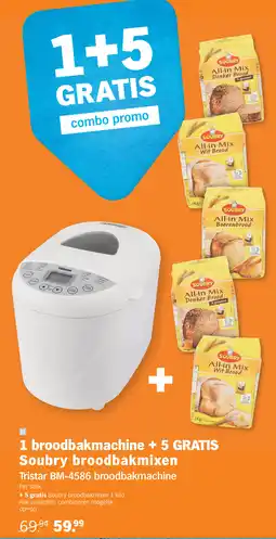 Albert Heijn 1 broodbakmachine + 5 GRATIS Soubry broodbakmixen aanbieding