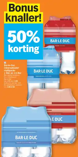Albert Heijn Bar-le-Duc mineraalwater multipacks 1 liter en 1.5 liter aanbieding