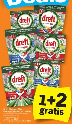 Albert Heijn Dreft Platinum Plus vaatwascapsules 16-33 stuks aanbieding