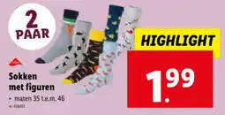 Lidl Sokken met figuren maten aanbieding