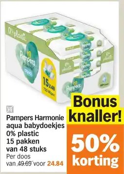Albert Heijn Pampers Harmonie aqua babydoekjes 0% 0% plastic aanbieding