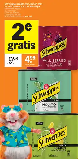 Albert Heijn Schweppes mojito zero, lemon zero en wild berries 6 x 0.33 literblikjes aanbieding