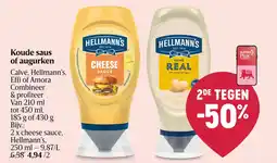 Delhaize Koude saus of augurken Calvé, Hellmann's, Effi of Amora aanbieding