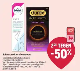 Delhaize Scheerproduct of condoom Veet of Durex aanbieding