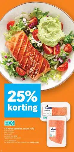 Albert Heijn AH Verse zalmfilet zonder huid aanbieding