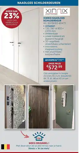 Zelfbouwmarkt Xinnix Naadloze Schilderdeur aanbieding