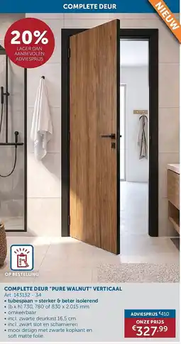 Zelfbouwmarkt Complete Deur "Pure Walnut" Verticaal aanbieding