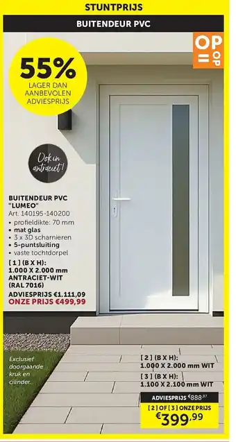 Zelfbouwmarkt Buitendeur PVC "Lumeo" aanbieding