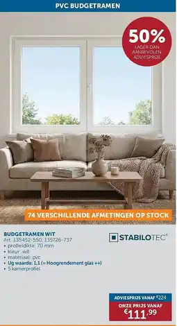 Zelfbouwmarkt PVC Budgetramen Wit aanbieding