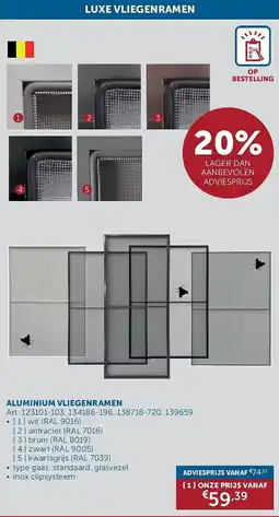 Zelfbouwmarkt Aluminium Vliegenramen aanbieding