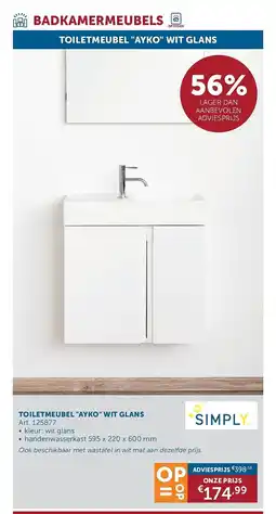 Zelfbouwmarkt Simply Toiletmeubel Ayko Wit Glans aanbieding