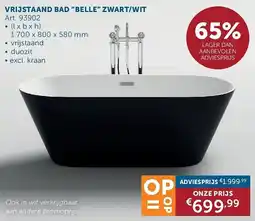 Zelfbouwmarkt Vrijstaand Bad Belle Zwart/Wit aanbieding