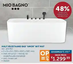 Zelfbouwmarkt Mio Bagno Half Vrijstaand Bad Amor Wit Mat aanbieding