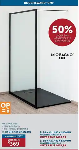Zelfbouwmarkt Mio Bagno Douchewand Umi aanbieding