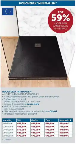 Zelfbouwmarkt Douchebak Minimalism aanbieding
