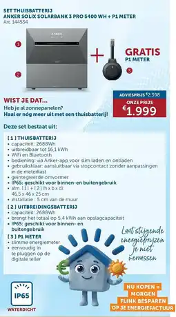 Zelfbouwmarkt Set thuisbatterij anker solix solarbank 3 pro 5400 WH + P1 meter aanbieding