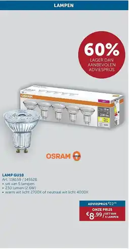 Zelfbouwmarkt Lamp GU10 aanbieding