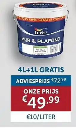 Zelfbouwmarkt Levis muur en plafondverf aanbieding