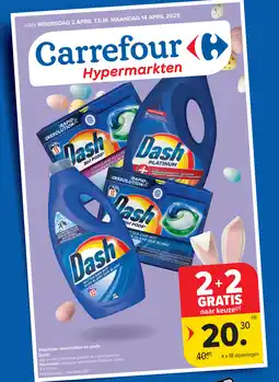 Carrefour Vloeibaar wasmiddel en pods Dash aanbieding