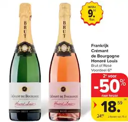 Carrefour Frankrijk Crémant de Bourgogne Honoré Louis aanbieding
