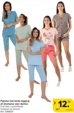 Carrefour Pyjama met korte legging of shortama voor dames aanbieding