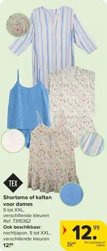 Carrefour Tex Shortama of kaftan voor dames aanbieding