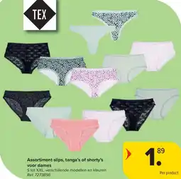 Carrefour Tex Assortiment slips, tanga's of shorty's voor dames aanbieding