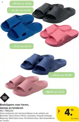 Carrefour Tex Badslippers voor heren, dames en kinderen aanbieding