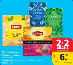 Carrefour Thee en infusie Pukka en Lipton aanbieding