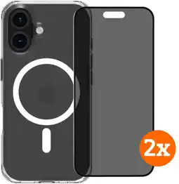 Coolblue BlueBuilt Protective Cover met MagSafe iPhone 16 + Privacy Screenprotector Duo Pack aanbieding